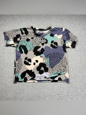 Adidas Kids Abstract Multi-Print Tee‎ in Black, Gray, Blue & Teal